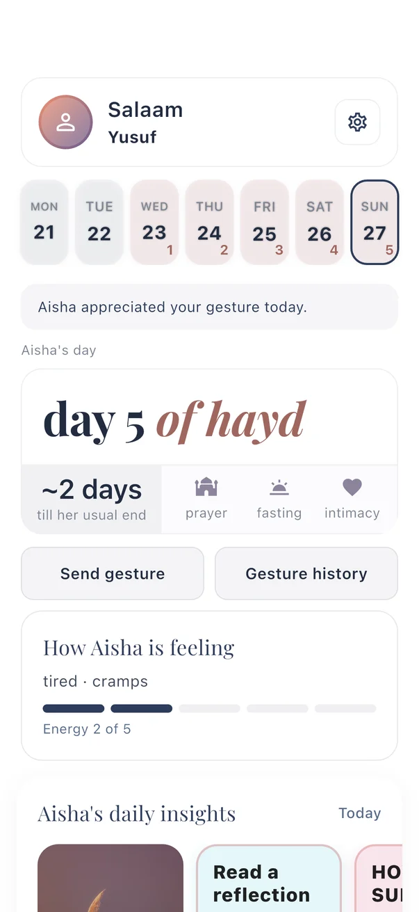 The husband's view: Aisha's day in plain words